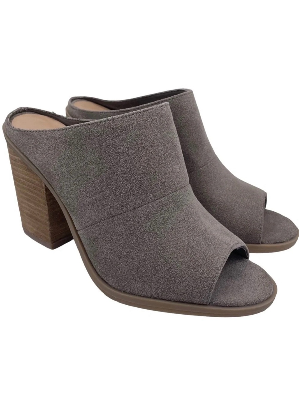 Call It Spring suede peep toe mules stack heeled women’s Size 7.5 Galerassi